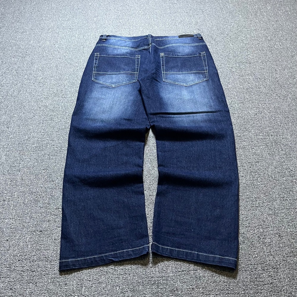 Southpole Baggy Jeans Blue Faded Contrast Stitch Y2K Skater Streetwear